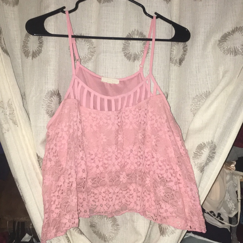 Pink lace crop top